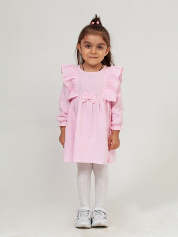 Купить 321-Р. Платье из муслина детское, хлопок 100% розовый, р. 98,104,110,116 в Смоленске